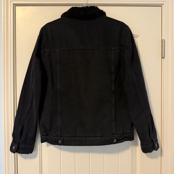 Boohoo MAN Men’s Fully Borg Lined Denim Jacket washed black Size S - Picture 5 of 11